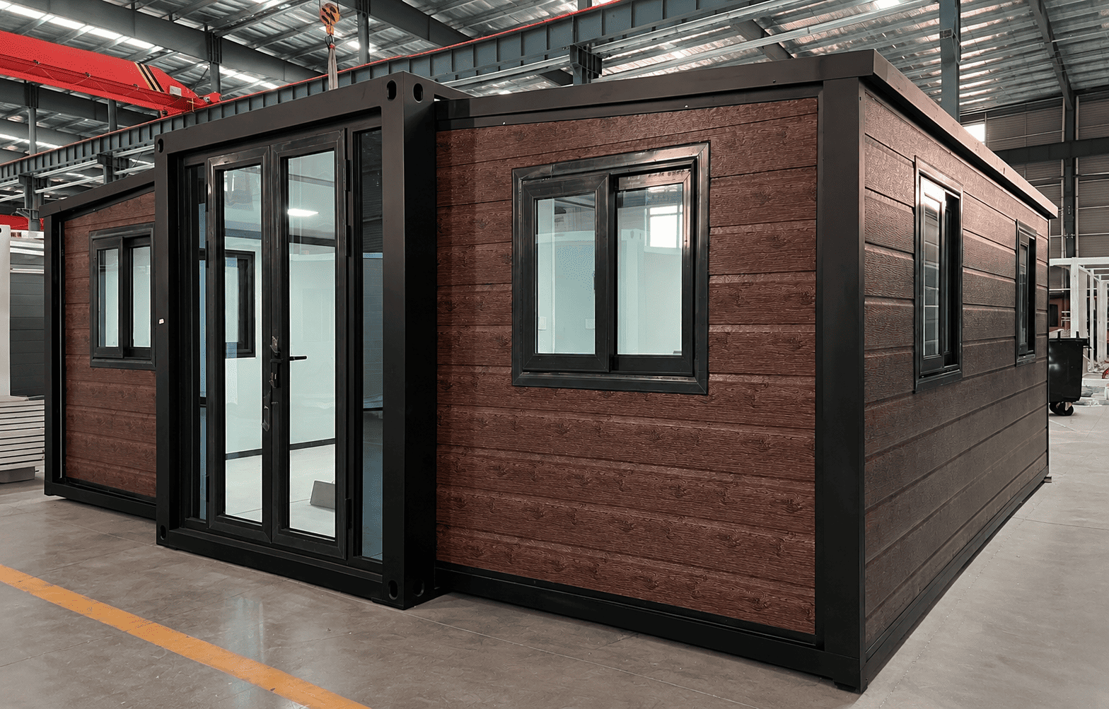 Casa Box Cont&ecirc;iner Expans&iacute;vel de 20 p&eacute;s Home | Cabine Modular Cinza Carv&atilde;o