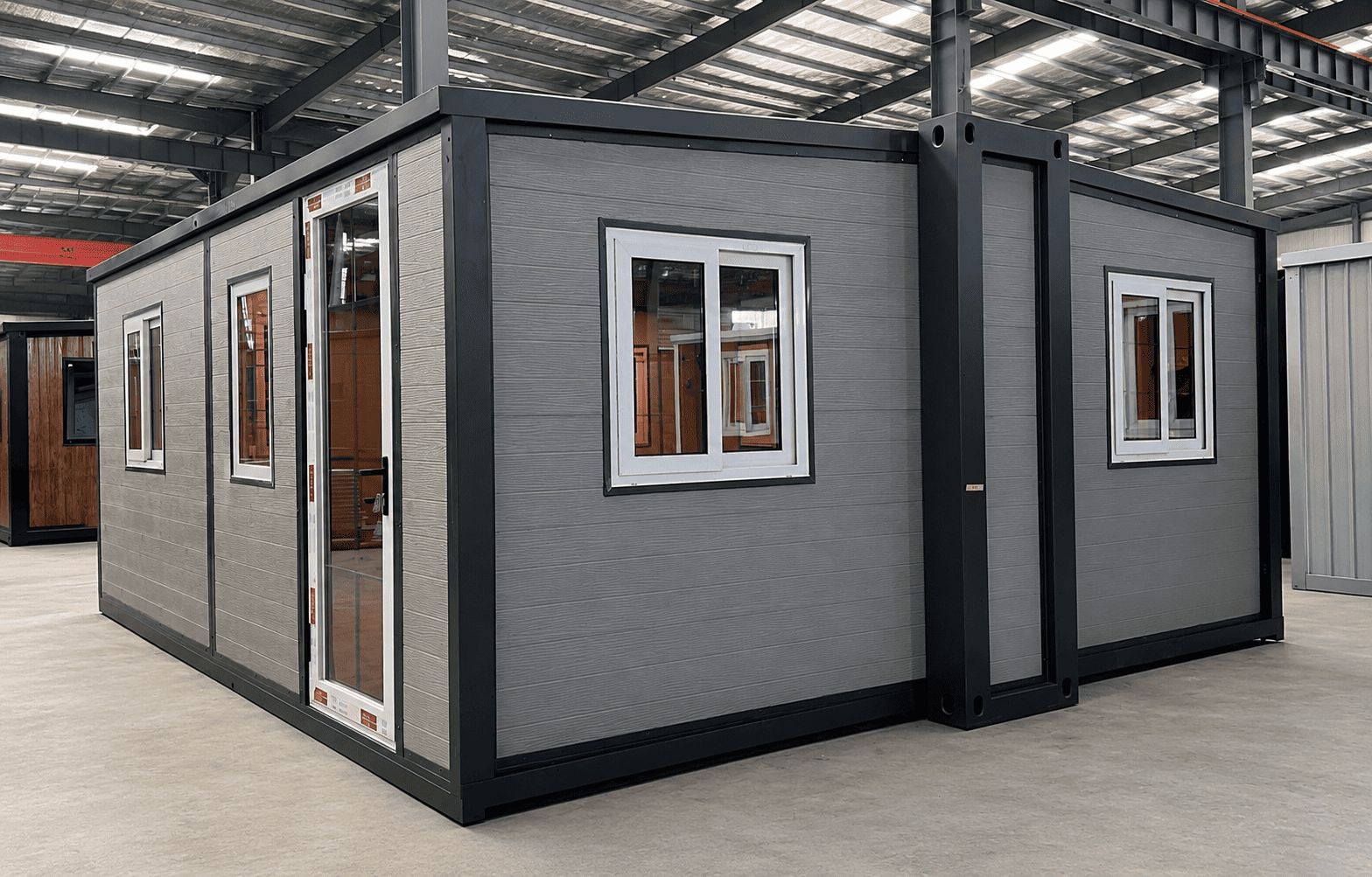 Casa Box 20 p&eacute;s F700 Casa de cont&ecirc;iner expans&iacute;vel | Pod de escrit&oacute;rio cinza contempor&acirc;neo