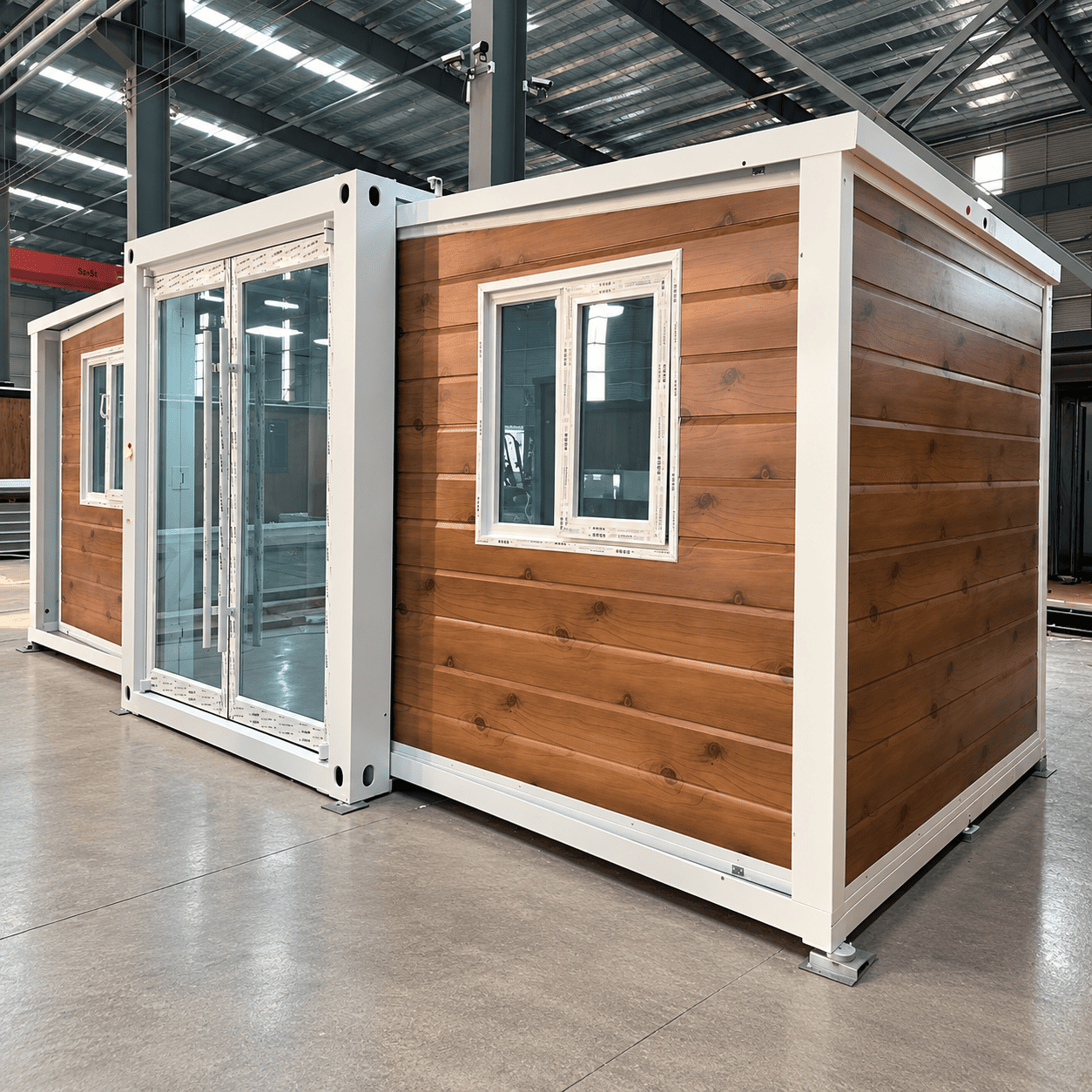 Casa Box Contêiner Expansível de 10 pés Home | Cabana rústica de quintal com aparência de madeira natural