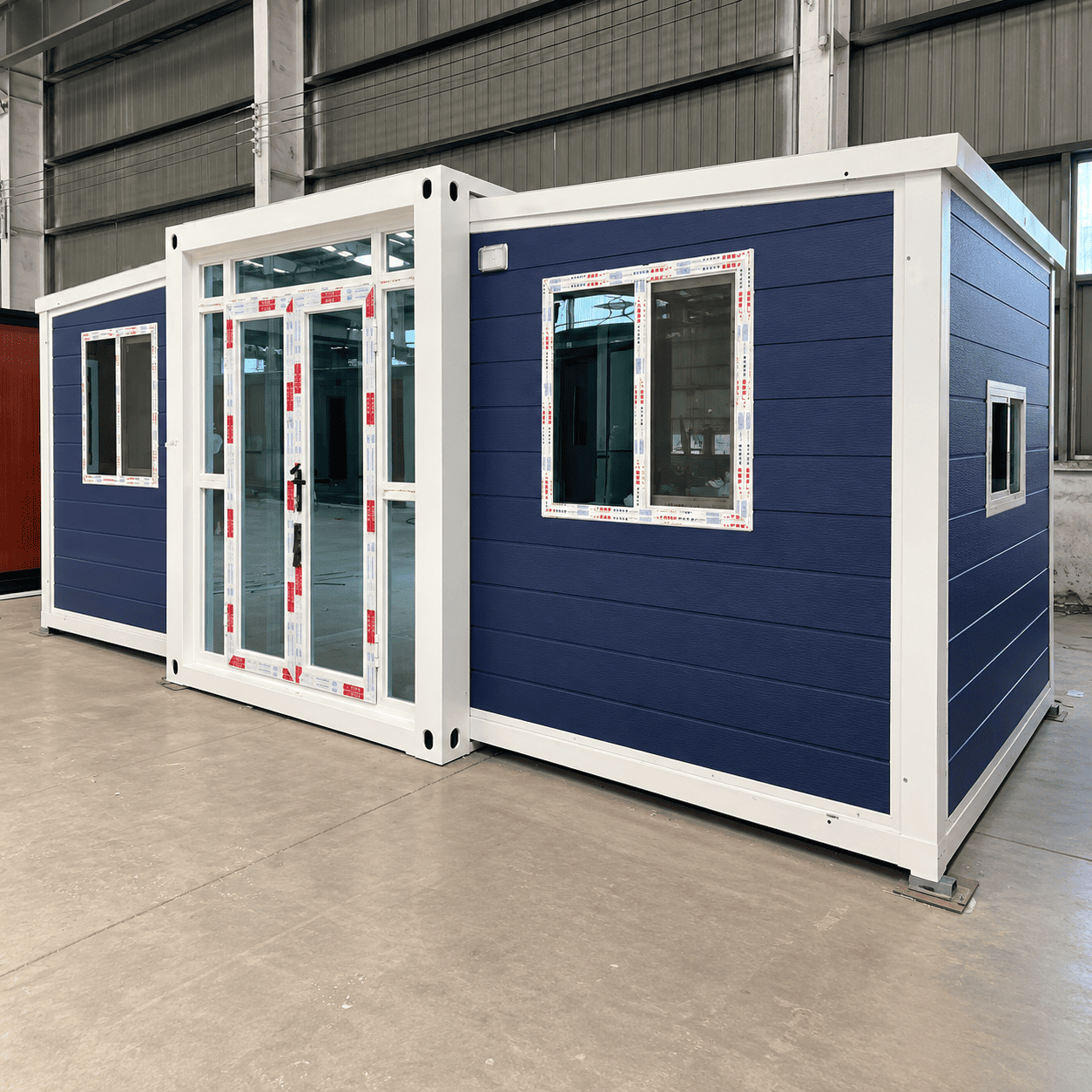 Casa Box Casa de cont&ecirc;iner expans&iacute;vel de 10 p&eacute;s | Pod Costeiro Moderno Azul Marinho