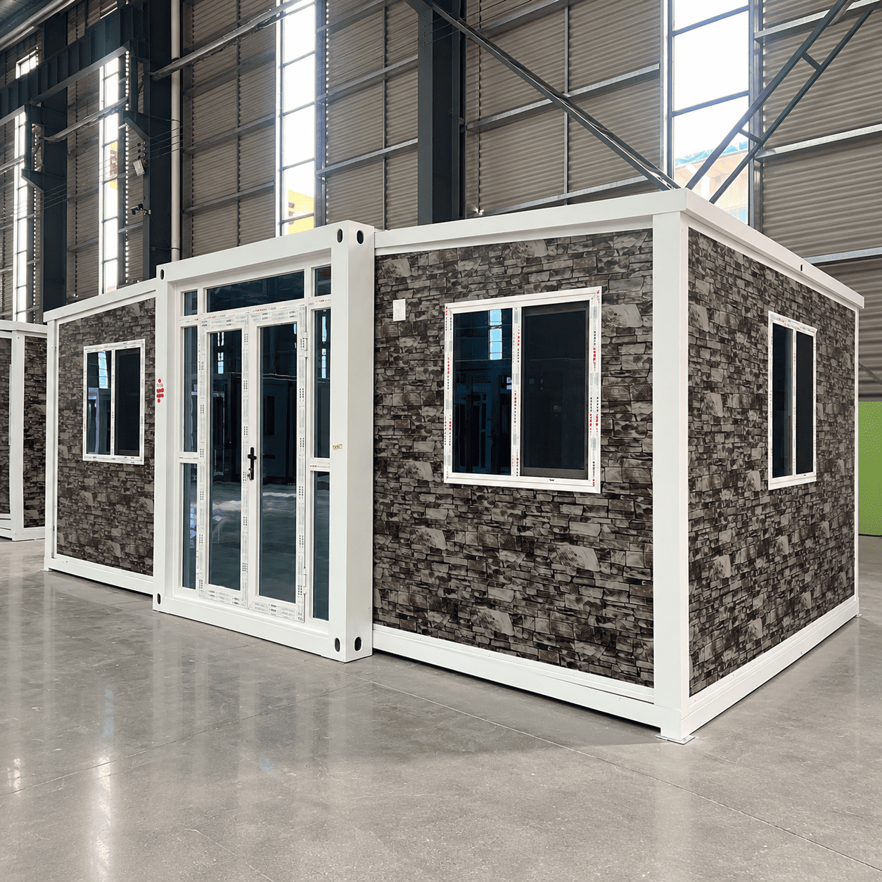 Casa Box Cont&ecirc;iner Expans&iacute;vel de 15 p&eacute;s Home | Cabana com textura de rocha